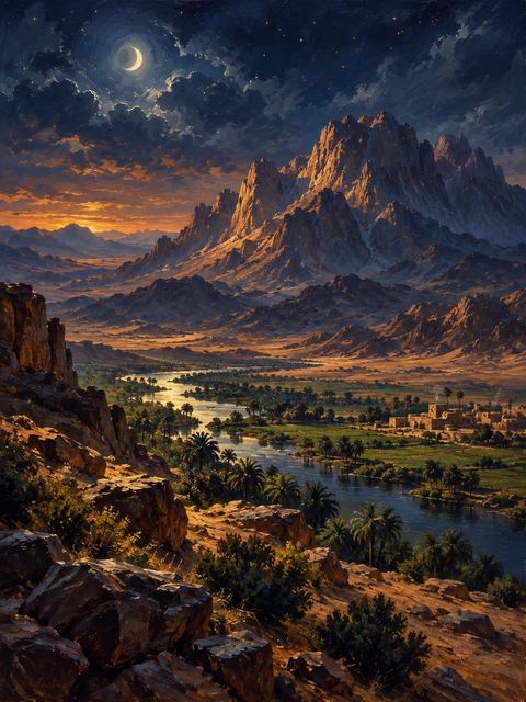 Illustration — not a likeness; generated for Gospel Companion in the app's painting style — Sinai