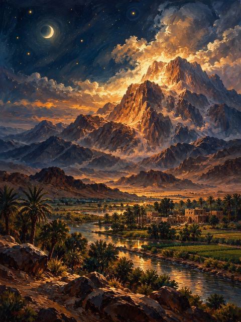 Illustration — not a likeness; generated for Gospel Companion in the app's painting style — Sinai