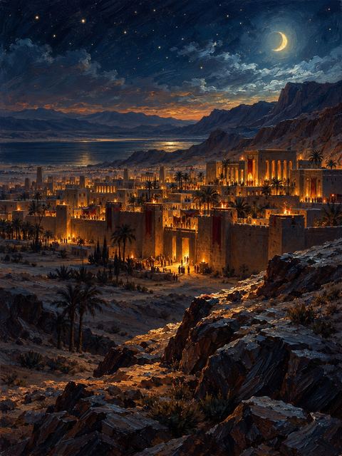 Illustration — not a likeness; generated for Gospel Companion in the app's painting style — Sodom