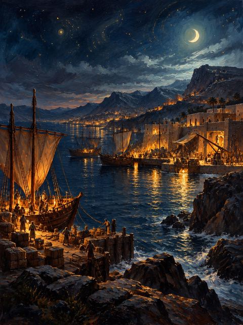 Illustration — not a likeness; generated for Gospel Companion in the app's painting style — Tarshish