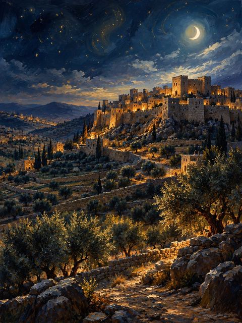 Illustration — not a likeness; generated for Gospel Companion in the app's painting style — Zion